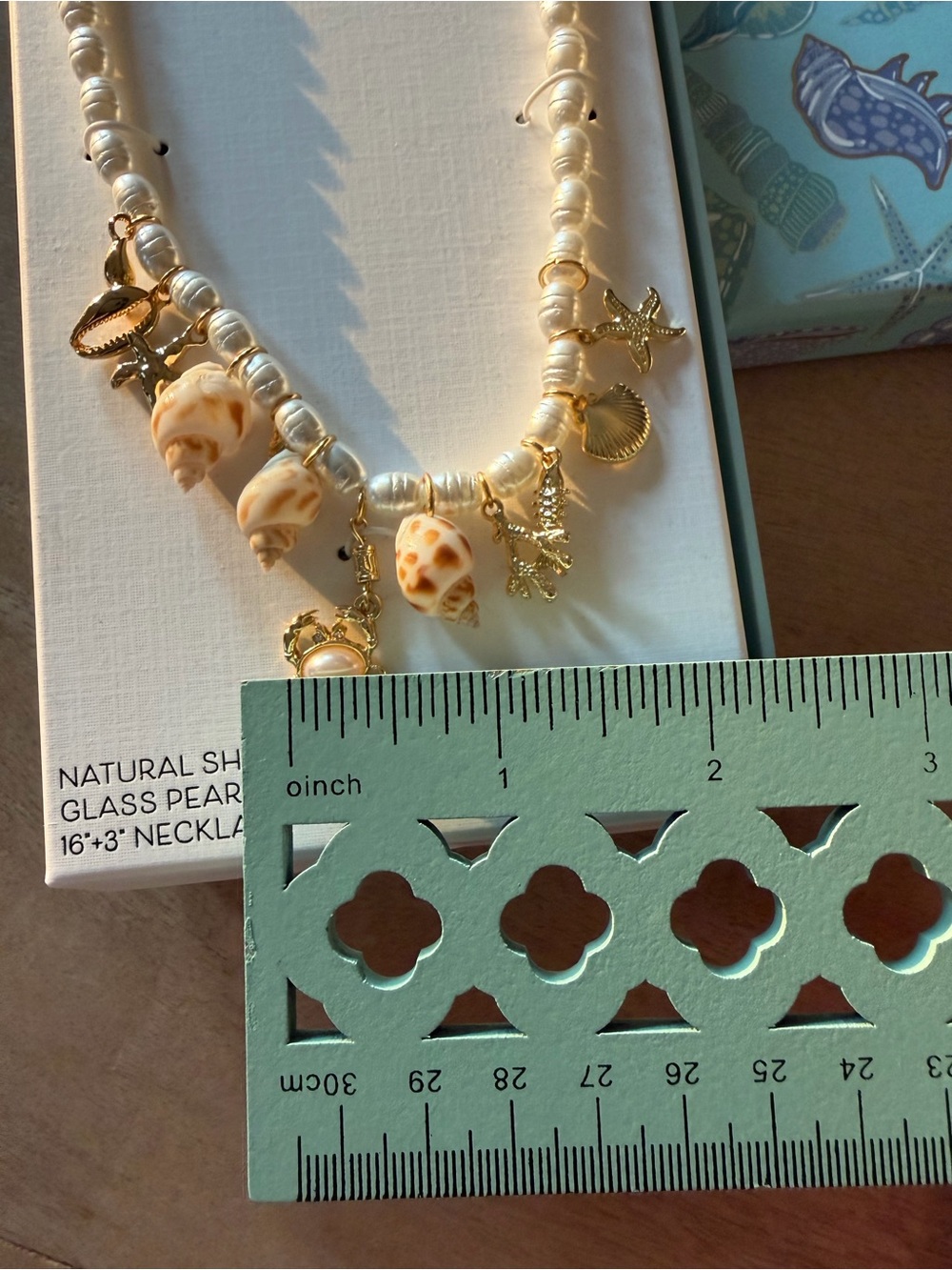 Piper·k Pearl Shell Charm Necklace in White and Gold - Picture 12 of 13